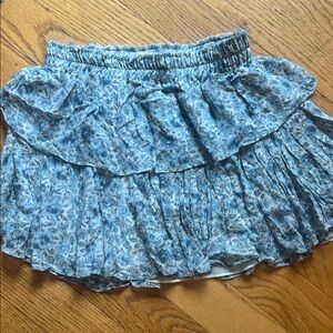 LoveShackFancy Blue Floral Skater Skirt